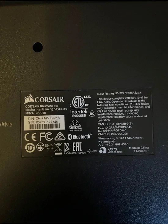 Corsair K63 Wireless Bluetooth Mechanical Gaming Keyboard RGB Compact - Picture 2 of 2